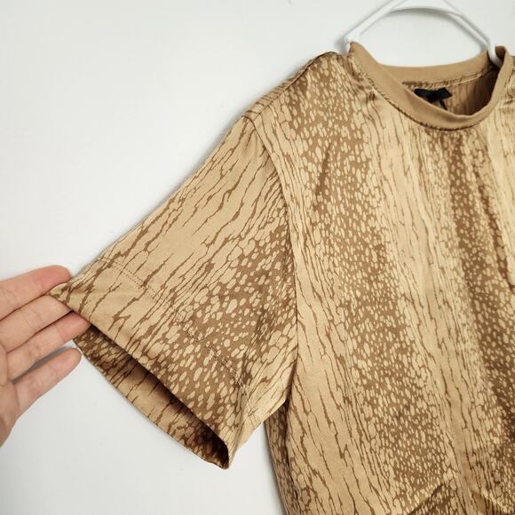 ATM Anthony Thomas Melillo Silk T Shirt XS Tan Casual Minimalist Lightweight - Picture 5 of 7